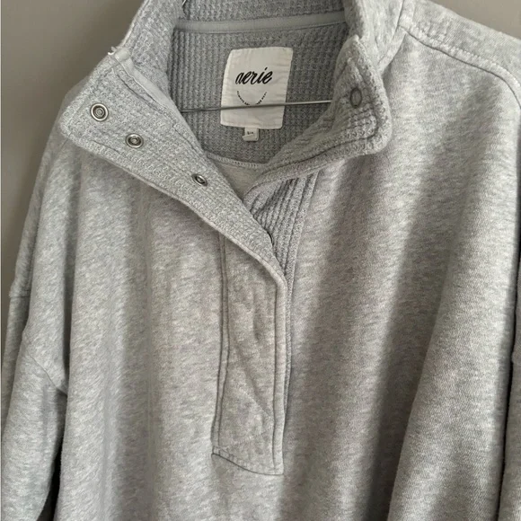 Aerie Getaway Quarter Snap Sweatshirt, Heather Gray, S - Picture 3 of 4